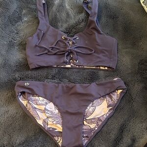 Women's Purple Lace-Up Bikini Set